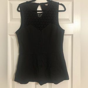 Black peplum tank with embellished neckline | Torrid size 00
